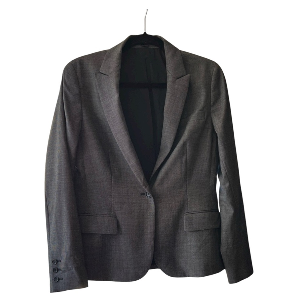 Theory Gabe One-Button Blazer Charcoal Wool Blend… - image 1